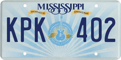 MS license plate KPK402