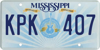 MS license plate KPK407