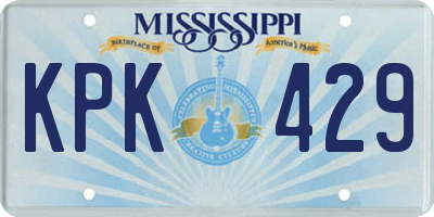 MS license plate KPK429