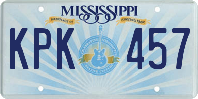 MS license plate KPK457