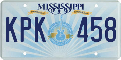MS license plate KPK458