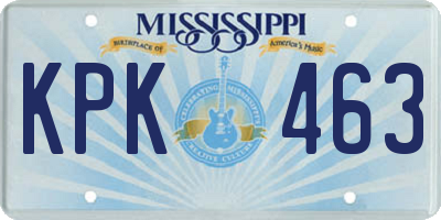 MS license plate KPK463