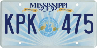 MS license plate KPK475