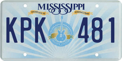 MS license plate KPK481