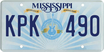 MS license plate KPK490
