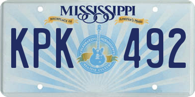 MS license plate KPK492