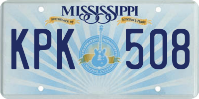 MS license plate KPK508