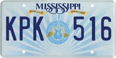 MS license plate KPK516