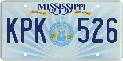 MS license plate KPK526