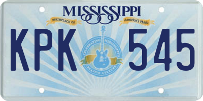 MS license plate KPK545