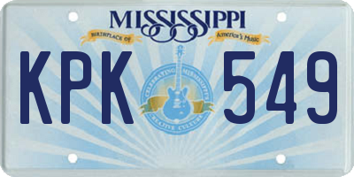 MS license plate KPK549