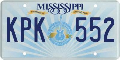 MS license plate KPK552