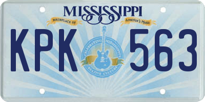 MS license plate KPK563