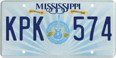 MS license plate KPK574