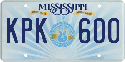 MS license plate KPK600