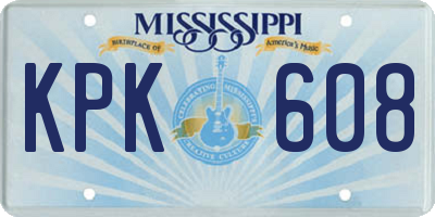 MS license plate KPK608