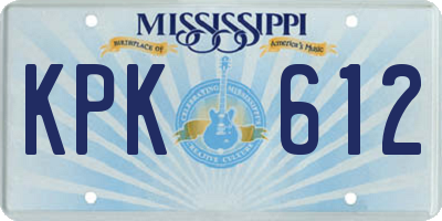 MS license plate KPK612