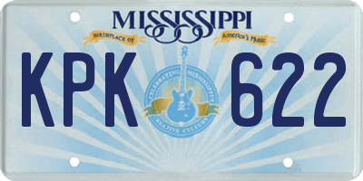 MS license plate KPK622