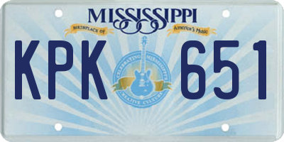 MS license plate KPK651