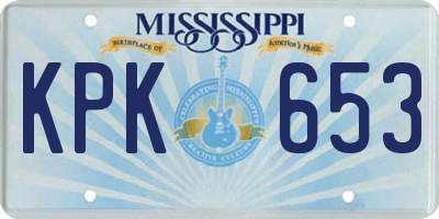 MS license plate KPK653