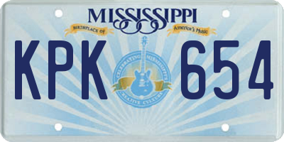 MS license plate KPK654