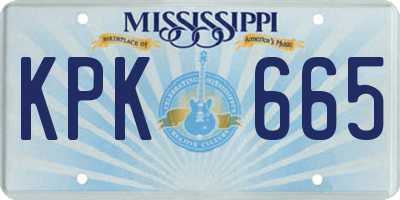 MS license plate KPK665