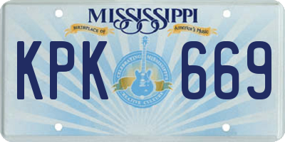 MS license plate KPK669