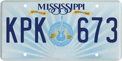 MS license plate KPK673