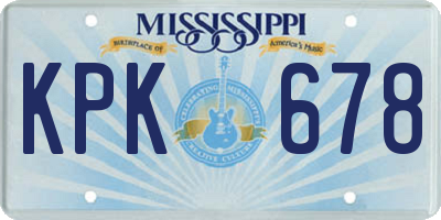 MS license plate KPK678