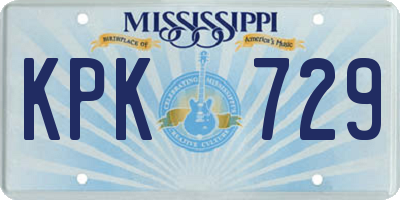 MS license plate KPK729