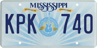 MS license plate KPK740