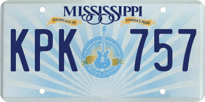 MS license plate KPK757