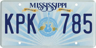 MS license plate KPK785