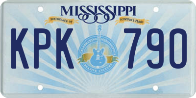 MS license plate KPK790