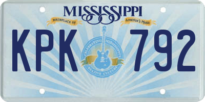 MS license plate KPK792