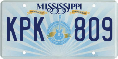 MS license plate KPK809