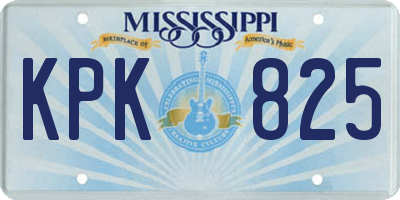 MS license plate KPK825