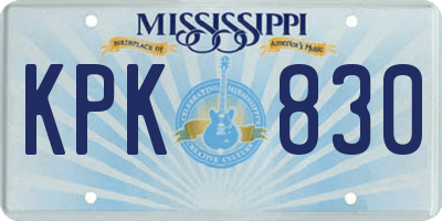 MS license plate KPK830
