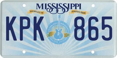 MS license plate KPK865
