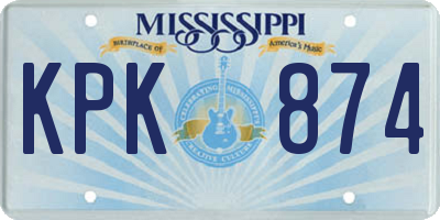 MS license plate KPK874