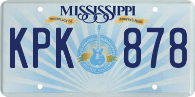 MS license plate KPK878