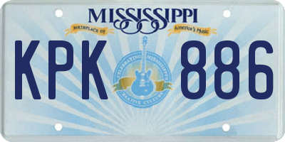 MS license plate KPK886