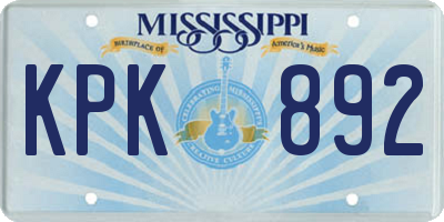 MS license plate KPK892