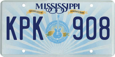 MS license plate KPK908