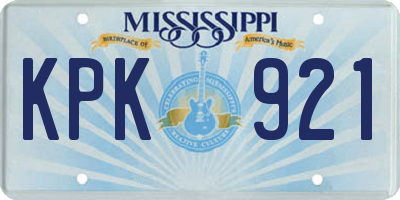 MS license plate KPK921