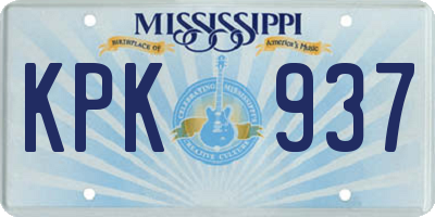 MS license plate KPK937
