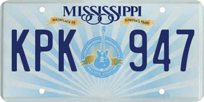 MS license plate KPK947