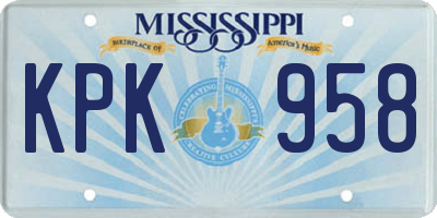MS license plate KPK958