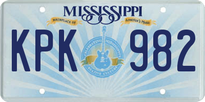 MS license plate KPK982
