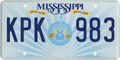 MS license plate KPK983
